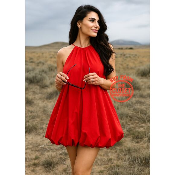 RARE!!! ZARA BLOGGER FAVE!!! Red Halter Neck Short Dress NWT ❤️ - Picture 1 of 16